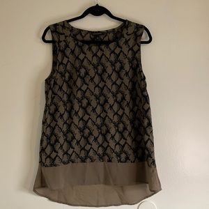 Banana Republic Sheer Tan and Black Sleeveless Top